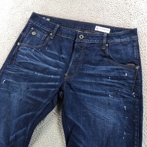 G-Star‎ RAW Jeans Mens 32x32 Blue Arc 3D Slim Paint Splatter Whisker Button